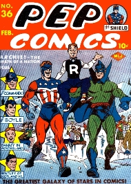 CAPAS DA PEP COMICS DOS ANOS 40: Os super-heróis se rendem ao adolescente